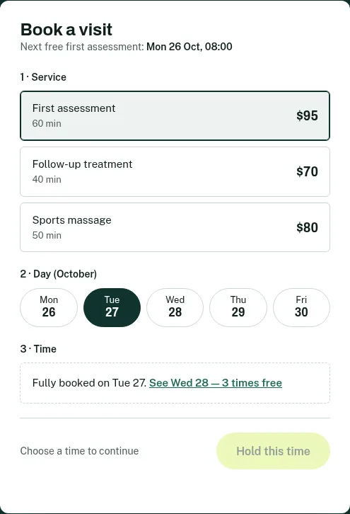Fully booked day: next free day offered